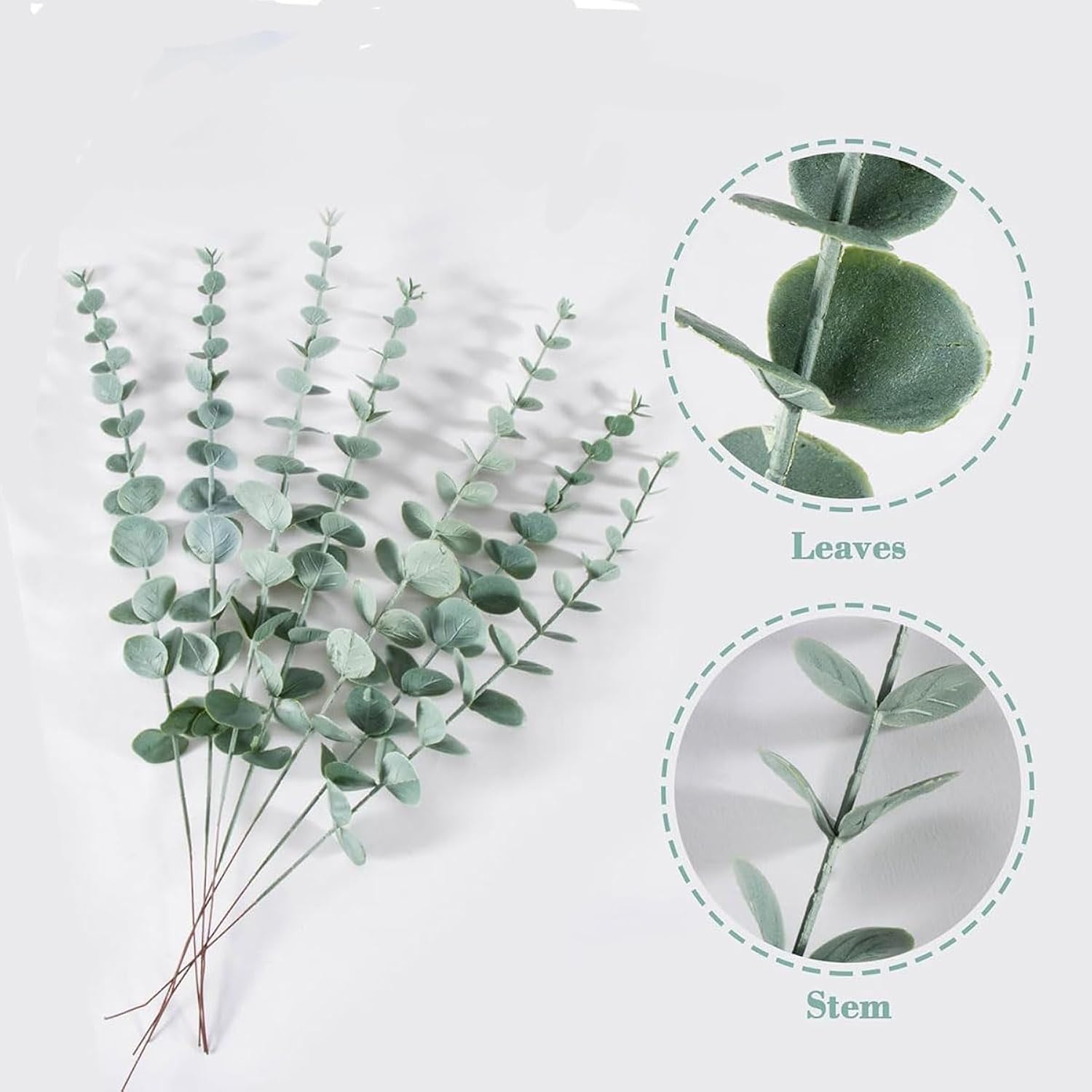 Fake Eucalyptus Stems Faux Eucalyptus Leaves Eucalyptus, Artificial Fake Greenery For Centerpiece, Real Touch Fake Greenery Branches For Wedding Flower Bouquet Home Office Decoration