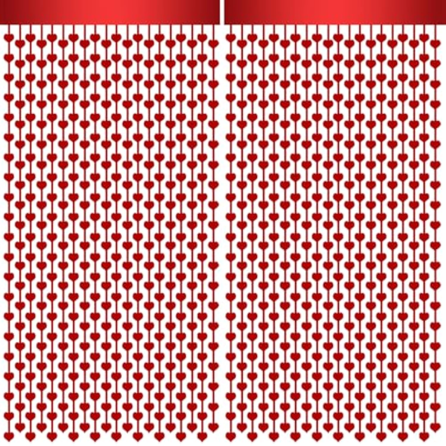 2 Pack 3.2Ft X 6.6Ft Valentine'S Day Metallic Foil Fringe Curtain, Red Heart Shape Tinsel Curtains Streamers Photo Props Backdrop For Engagement Wedding Party Decorations