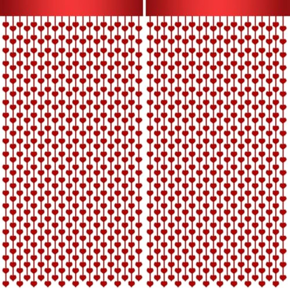 2 Pack 3.2Ft X 6.6Ft Valentine'S Day Metallic Foil Fringe Curtain, Red Heart Shape Tinsel Curtains Streamers Photo Props Backdrop For Engagement Wedding Party Decorations