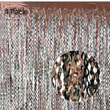 4 Pack Brown Wavy Foil Fringe Curtains 3.3x6.6ft Backdrop for Birthday Halloween Decor