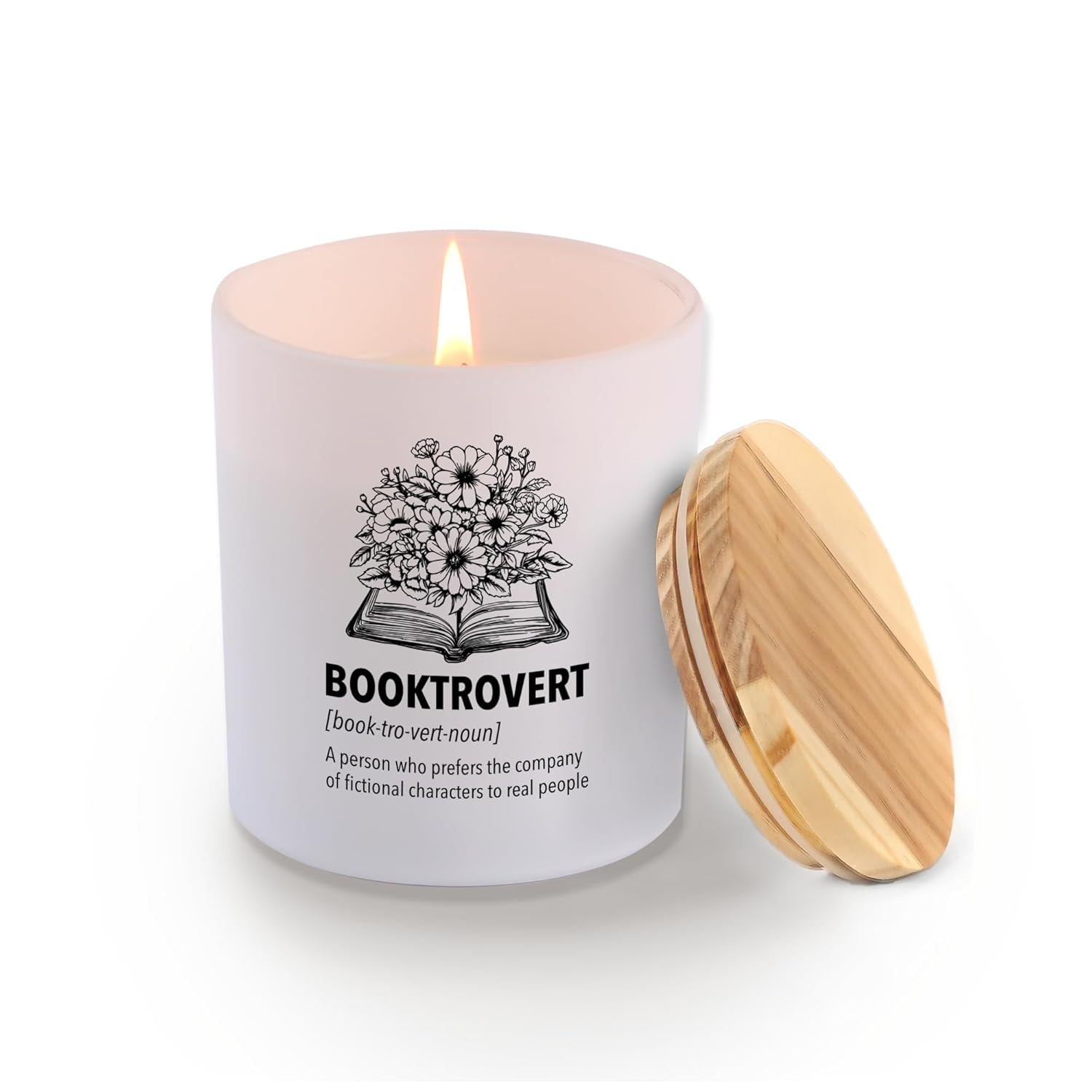Booktrovert Definition Book Lover Gifts Scented Candle For Home Office Book Readers Gifts For Women Men Jar Candles Sage Floral Lavender Scent 9.5 Oz