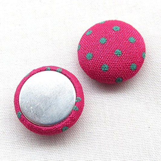 100Pcs 12Mm(1/2") Polka Dot Flatback Fabric Covered Button Scrapbookin