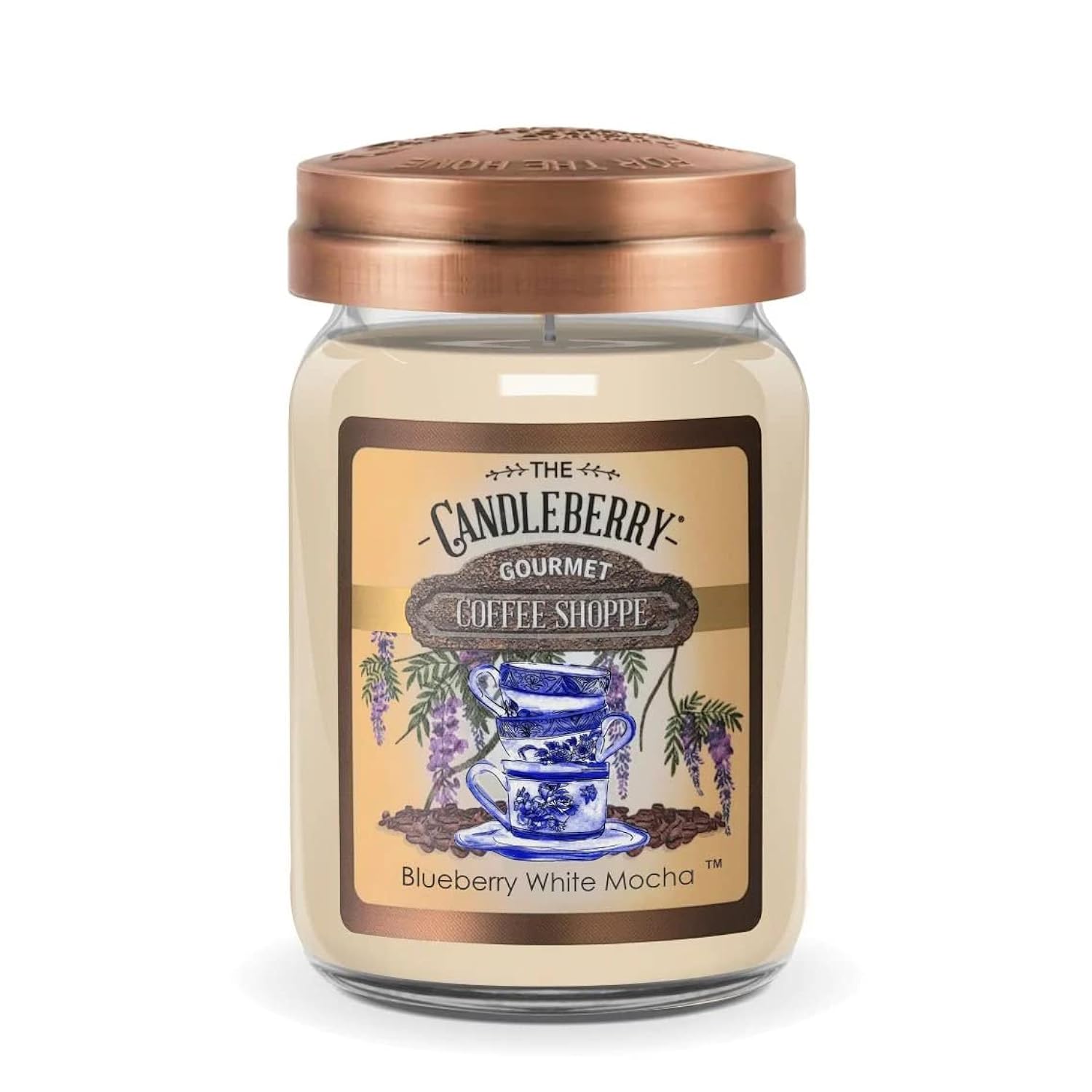 Candleberry Candles | Gourmet Coffee Shoppe Collection | Strong Fragrances For Home | Hand Poured In The Usa | Highly Scented & Long Lasting | Large Jar | (Blueberry White Mocha)