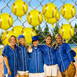 10 Pieces Softball Balloons Decorations, 18 Inches Foil Balloons For Sports Themed Birthday Party Supplies, Girls Kids Teens Baby Shower Decoration