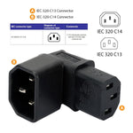 Iec 320 C14 Male To C13 Female 90 Degree Down Angled Power Extension Connector Adapter 10A 250V For Monitor/Computer/Pdu Chassis/Printer