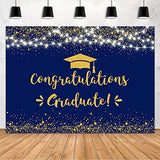 7x5ft Congratulation Graduate Backdrop Class of 2026 Graduation Party Decorations Background Blue Gold Congrats Grad Decor Banner Photography Background Studio Photo Booth Props