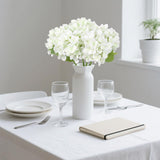 White Hydrangea Artificial Flowers 5Pcs Fake Silk Hydrangeas Faux Flowers With Stems For Vase Table Centerpiece Home Wedding Party Garden Decoration(White)