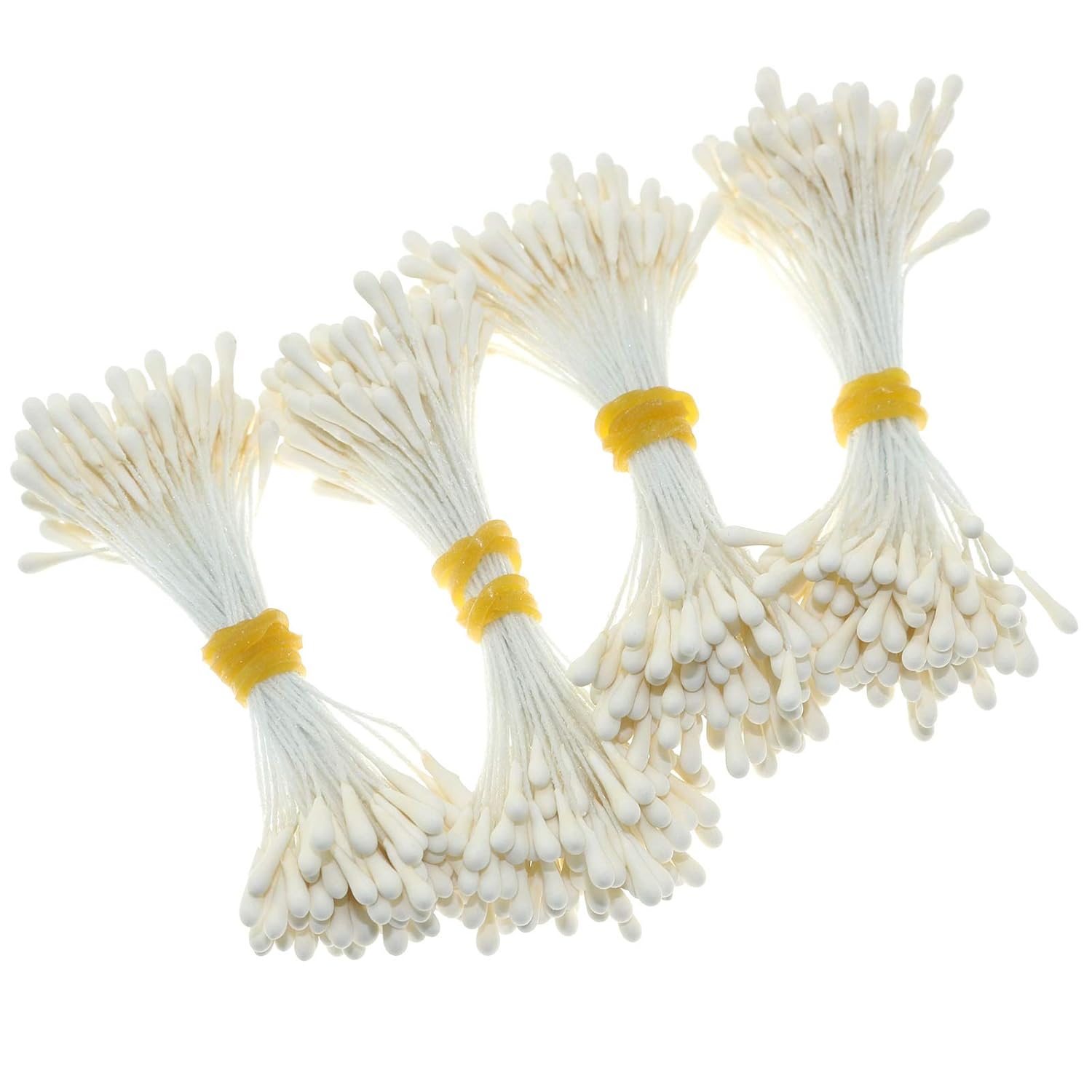 About 400Pcs Artificial Pearlized Floral Stamen, Flower Stamen For Flower Making Scrapbook Decoration, Matte Milky White