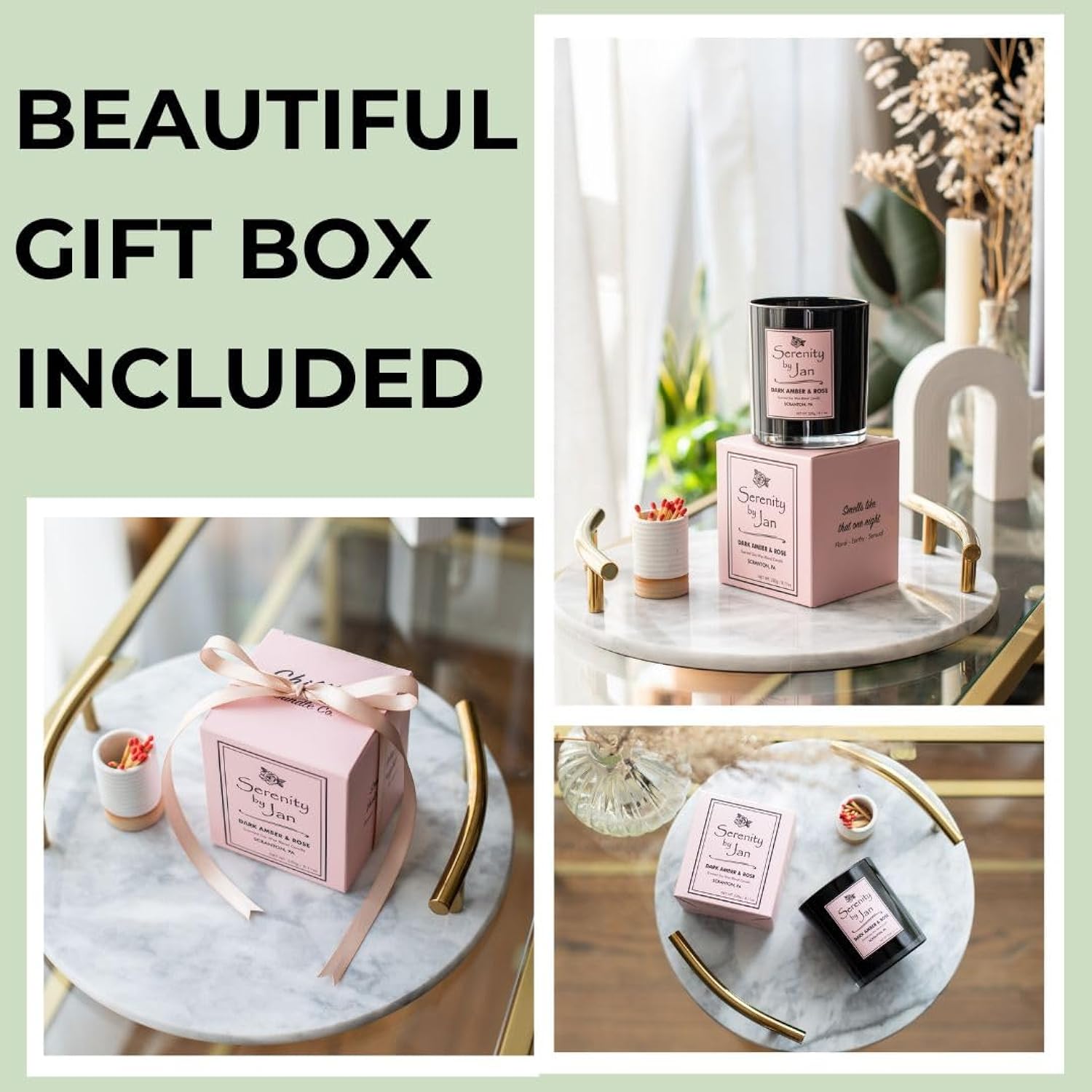 Serenity By Jan Scented Candle, Dark Amber And Rose