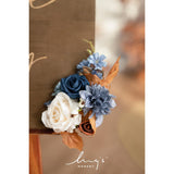 2Pcs Artificial Welcome Sign Swag Wedding Arch Flowers Backdrop Decorations Floral Garland Orange Terracotta Navy Blue Rose Ceremony Party Reception Board Door Wall Home Entryway Outdoor