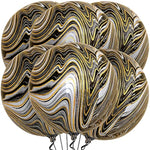 , Big Black And Gold Marble Balloons - 22 Inch, Pack Of 6 | Round 4D Marble Black And Gold Balloons | Mylar Balloons For Golden Anniversary, Birthday, Bachelorette Party Decor