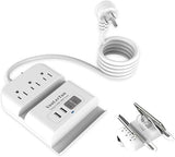 Flat Plug Power Strip Surge Protector with USB Ports and 6 Foot Cord