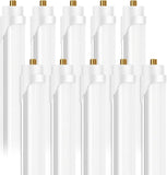 10 Pack 8FT T8 T12 LED Tube Bulbs 6500K Daylight FA8 Single Pin Fluorescent Replacement