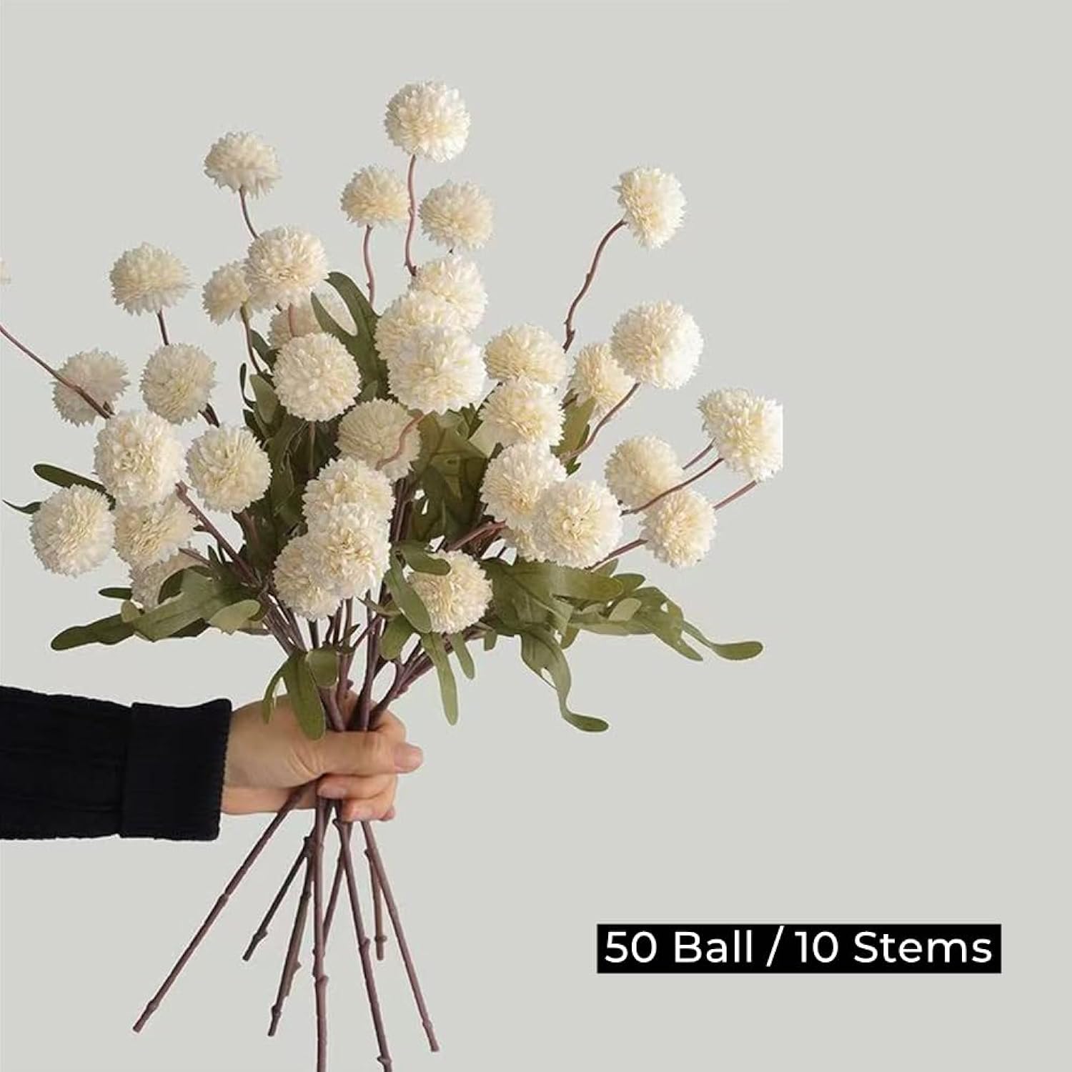 Artificial Flowers For Vases 20 Inch 10 Stems, Silk Dried Fake Mums Bouquet Indoor Faux Floral Arrangements For Decoration (White)
