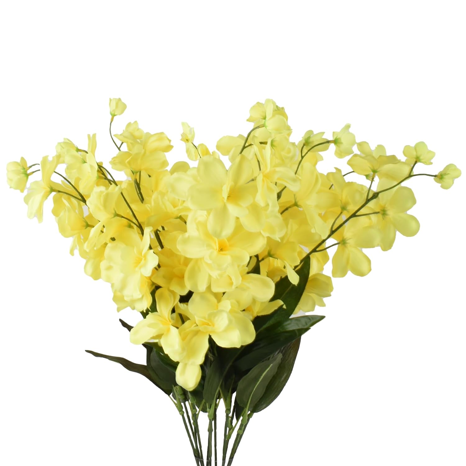 26.7'' Artificial Orchid Stems, 12 Pcs Yellow Silk Turquoise Orchids Flowers For Wedding Bridal Bouquet Boutonniere Wreath Table Centerpiece Outdoor Decor