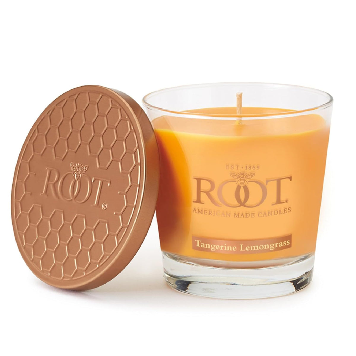 Root Candles Scented Candles Honeycomb Beeswax Blend Premium Handcrafted Candle, Small Veriglass, Tangerine Lemongrass