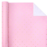 Valentine'S Day Wrapping Paper - Mini Roll - 17 Inch X 33 Feet - Sweet Gold Foil Pink Love Heart Design For Valentine'S Day, Wedding, Anniversary, Birthday, Baby Shower