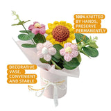Crochet Medium Sunflower Flower Bouquet: Handmade Knitted Bouquet For Mother'S Day Birthday Home Decor Girlfriend Wedding Grandma Bday Gift(Pink) (Pink)