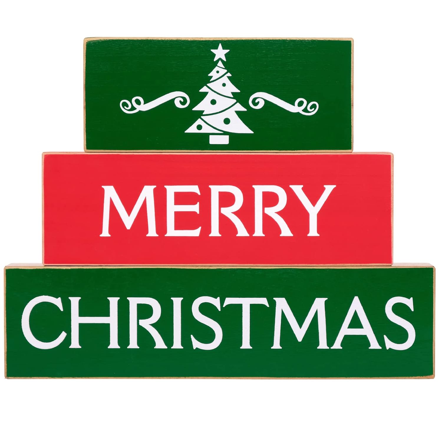 Set Of 3 Christmas Decor Blocks - Merry Christmas
