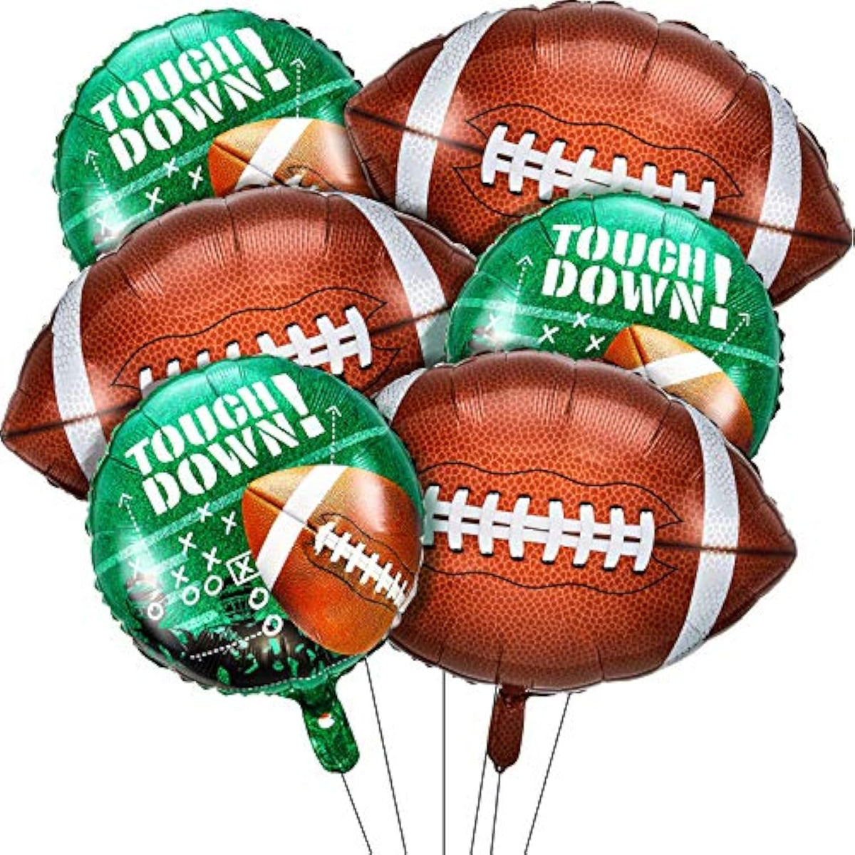 26 & 18 Inch Football Balloons Set Football Party Decorations Sports Foil Rugby Ball Balloons For Birthday Tailgate Game Day, Sports Event(6 Pieces)