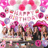 Makeup Party Supplies, 66Pcs Spa Party Decorations Set-Makeup Theme Party Decoration Happy Birthday Banner Happy Brirthday Makeup Birthday Cake Topper Kit, Party Decorations For Girls Women