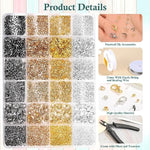 2160 Pieces Crimp Beads Kit For Jewelry Making, Knot Covers, Crimp Bead Covers, Crimp Tubes, Jump Rings And Wire Guardians With Crimping Pliers, Elastic String For Bracelets Necklaces Making