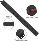 Heavy Duty Surge Protector Power Strip with 8 Outlets 6FT 14AWG Metal Extension Cord Wall Mount Black