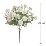 2Pcs Small Carnation Artificial Flowers Bulk Fake Flower With Stems Silk Carnation Flowers For Outdoors Wedding Home Hotel Decorations (White)