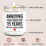 Funny 15 Years Candle, 15 Year Anniversary, Gifts For Him, Her - 15Th Anniversary, Gifts For Men, Women, Husband, Wife, Couple - 15Th Wedding Anniv. Crystal Presents - 9 Oz