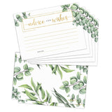 Set Of 50 Advice And Wishes Cards - Double Sided Greenery Cards, Perfect For The Bride And Groom, Baby Shower, Bridal Shower, Wedding Shower, Graduation Party, Retirement Party, Anniversary