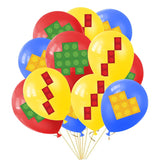 18Pcs Building Blocks Balloons, Latex, 12In, Red, Yellow, Blue, Green, White, Party Decorations, Kids Birthday Supplies