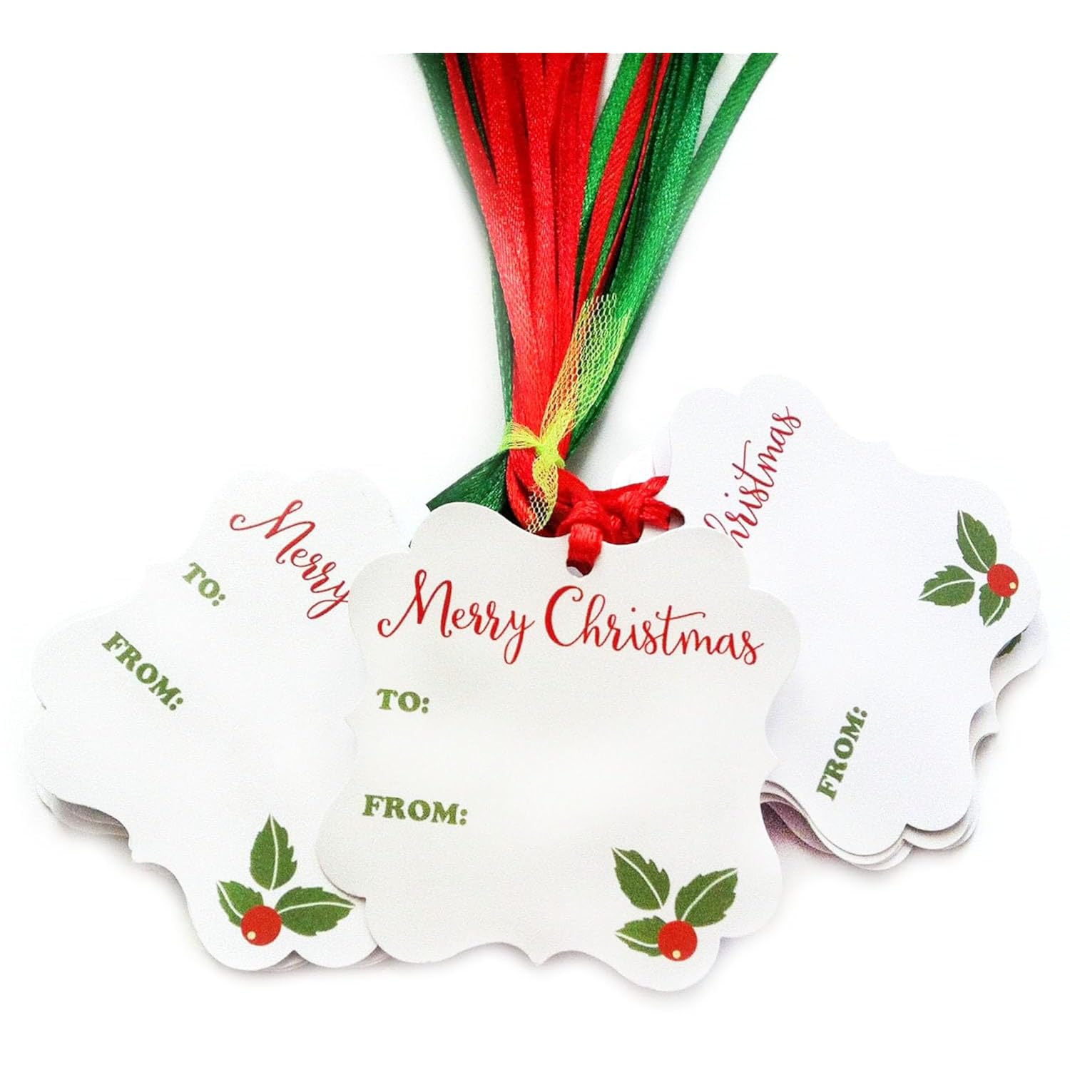 Merry Christmas Holiday Gift Tags By – 2" Pre-Strung Christmas Gift Wrapping Tags – Set Of 24