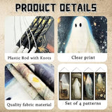 4 Pcs Vintage Halloween Hanging Banners, Ghost Candle Photo Backdrop Indoor Outdoor
