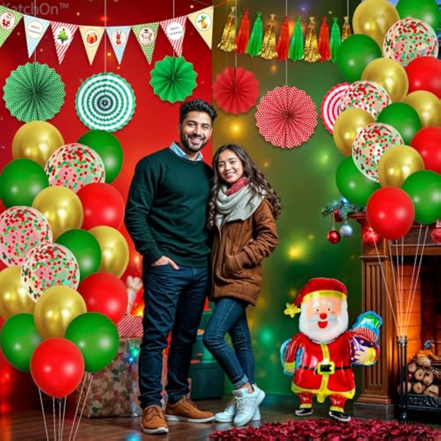Christmas Decorations Set - 10 Feet | Christmas Banner Garland | Latex Balloons For Party Decorations