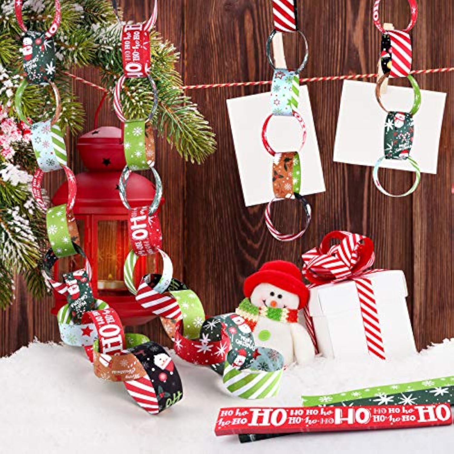 600Pcs Christmas Paper Chains Festive Printed Creative Paper Decorations