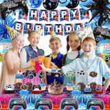 Video Game Happy Birthday Decorations - Game Party Decorations Supplies With Banner, Honeycomb Table Centerpieces, Tablecloth, Cake Toppers, Video Game Balloons For Boys Birthday Gamer Party
