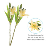 Lily Fake Flowers, 6Pcs Artificial Flowers Lily Silk Faux In Vase Real Touch For Home Decor Centerpiece Table Decorations Dining Room, Yellow