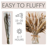 106Pcs Natural Dried Pampas Grass Decor With Vase Artificial Flowers In Vase Boho Home Decor Bouquet Bunny Tails Dried Flowers, Reed Grass Bouquet For Wedding Floral Arrangements (106Pcs)
