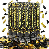 6 Pcs Black & Gold 12in Confetti Poppers Party Supplies