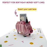 3D Birthday Card, Piggy Bank Money Holder For Cash Gift Birthday, Fun Money Card For Kids And Adults, Animal Pop-Up Card, With Envelope And Removable Note Card