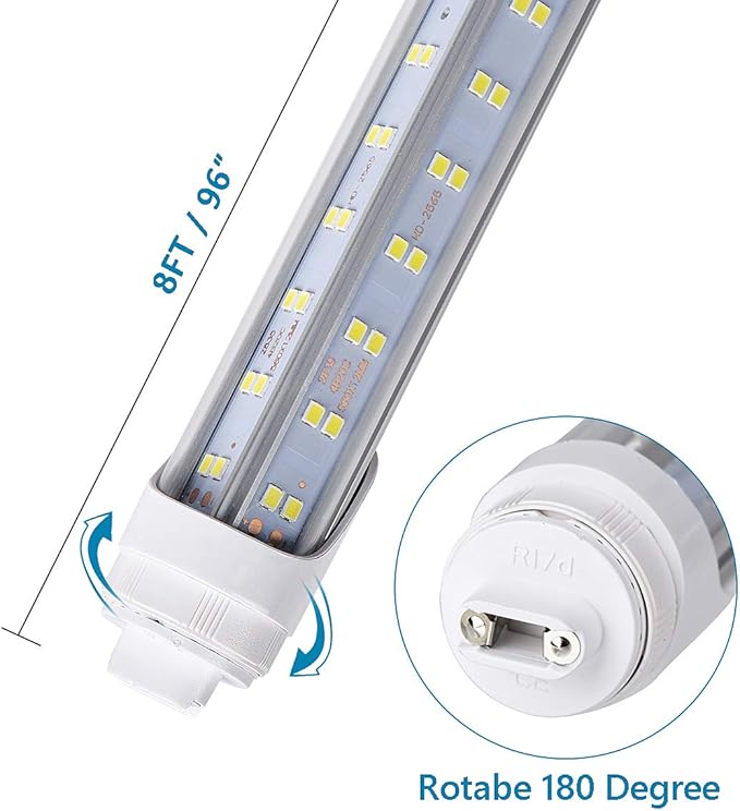 10 Pack 8FT R17D HO LED Tube Lights 100W 14500LM 6000K Cold White V Shaped Fluorescent Replacement