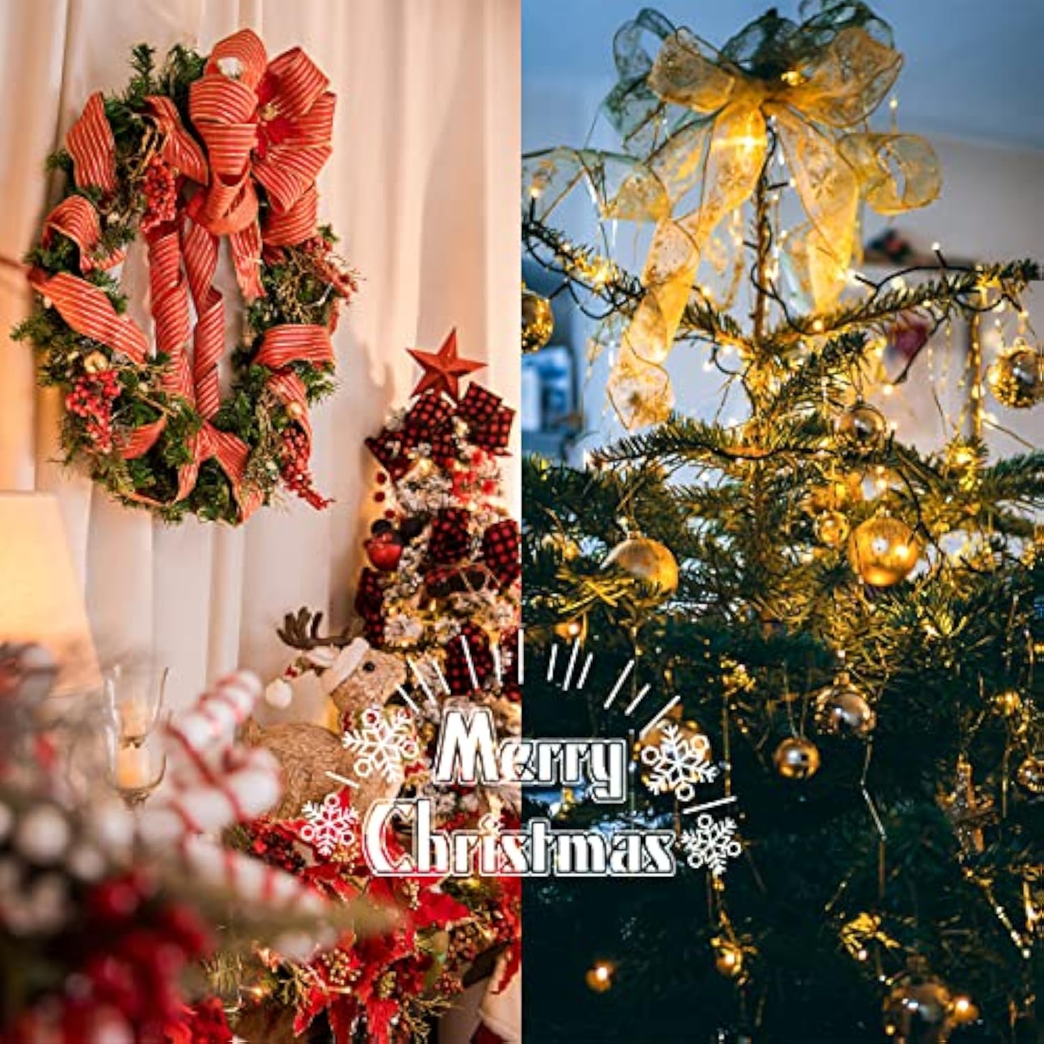 Deco Mesh Ribbon, 10Inch X 30 Feet Each Roll Metallic Foil Mesh Ribbon For Wreaths Swags, Holloween, And Christmas Tree Decoration (Gold/Gold Foil)