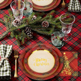 200Pcs Christmas Paper Plates And Napkins Set For 50 Guests, 9’’ Disposable Xmas Tree Plates, 7’’ Dessert Plates With Buffalo Plaid Merry Christmas Party Supplies Tableware For Xmas Party Decorations