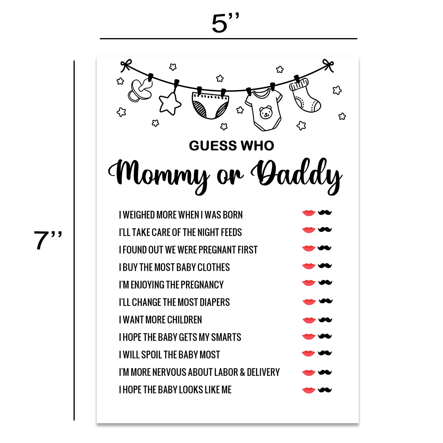 Guess Who Mommy Or Daddy Baby Shower Game, Gender Reveal Party Supplies, Baby Shower Decorations, Baby Shower Party Games Supplies & Activities, 30 Game Cards Included