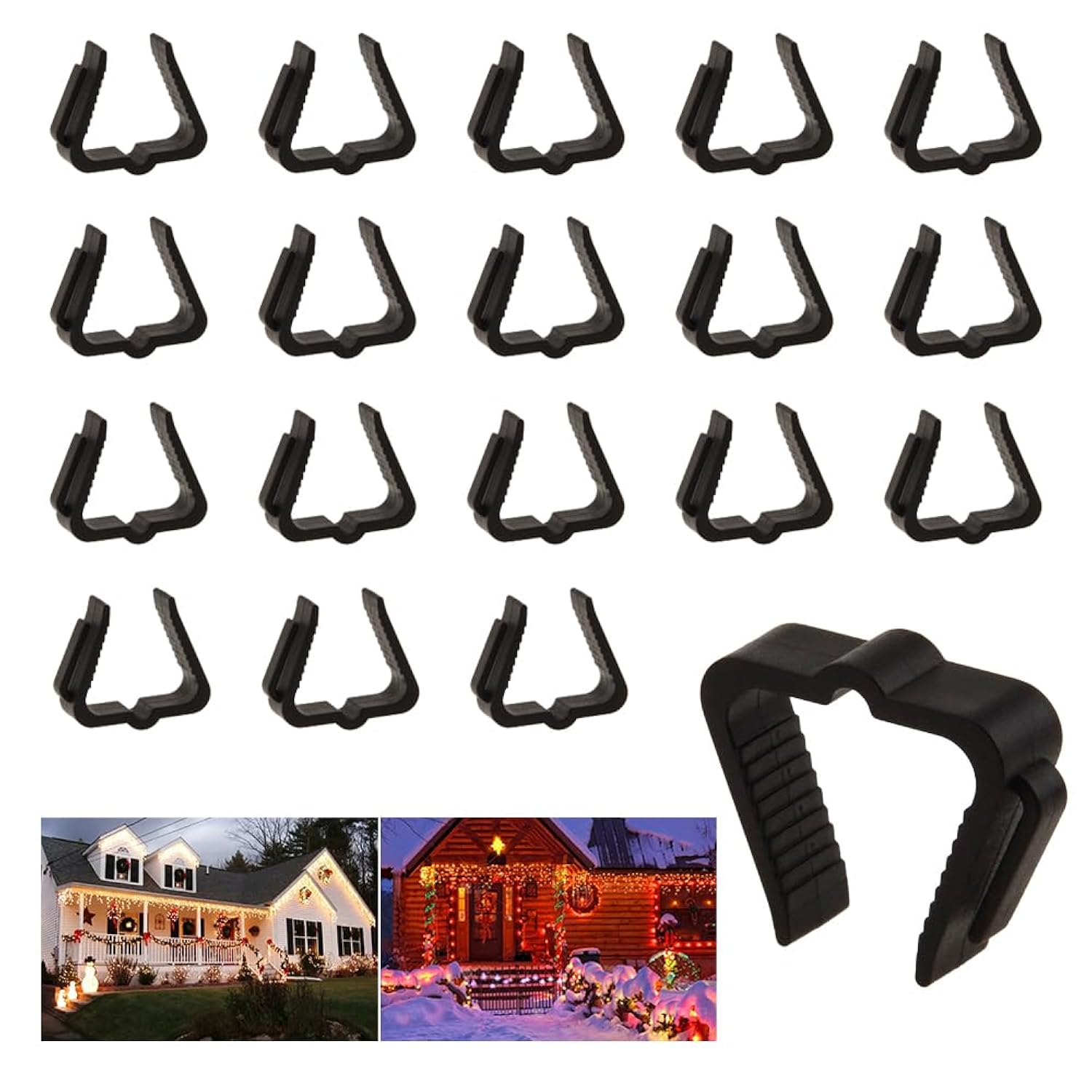 Christmas Light Clip Hook, Festive Light Hanger For Roof Gutter Fence Eaves, Weatherproof (Black30)