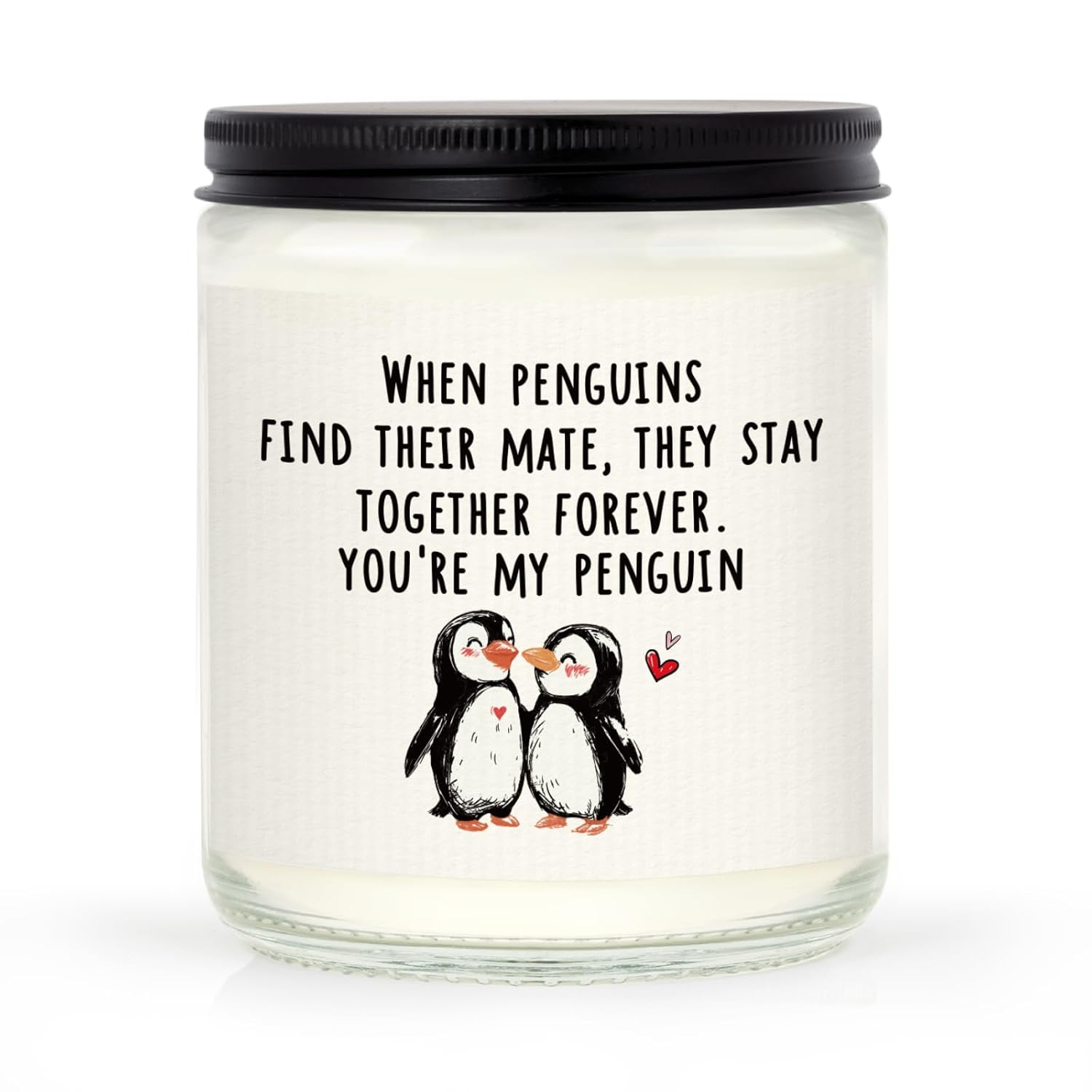 Craftique Valentines Day Gifts for Her, Him- Romantic Penguin Candle- Anniversary Birthday Gifts for Girlfriend Boyfriend, I Love You Gift for Her Him Wife Husband, Lavender, 7oz
