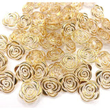 50Pc Gold Rose Flower Pattern Clothes Transparent Resin Buttons Sewing