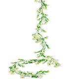 Artificial Daisy Flowers Vine Silk Wildflower Garland Spring Fake Flower Vine Hanging Ivy White Daisy Flowers Green Leaves For Wall Party Wedding Arch Floral Decor Home Indoor Outdoor Ceremony