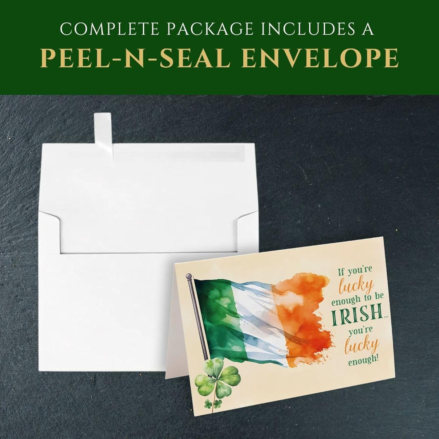 St. Patrick'S Day Greeting Cards, Irish Blessing Cards, 5"X7" Folded Card W/Envelope, Single Card, Made In Usa By A Small Family Business (Lucky Enough)