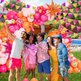 Pink And Orange Balloon Arch Kit With Hot Pink Orange Metallic Gold Latex Balloons Garland Kit 18 12 10 5Inch Different Size Balloons For Birthday Baby Shower Wedding Summer Party Decorations